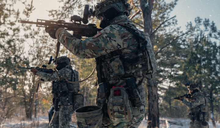 Ukrainian forces defending positions on the border