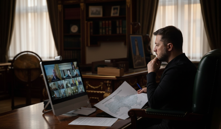 Zelensky at briefing after shelling