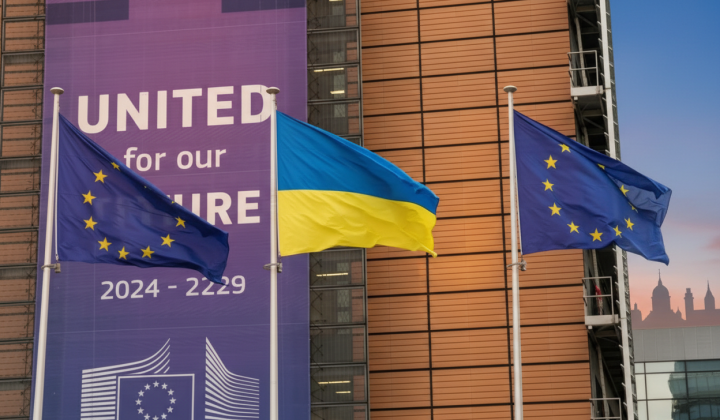 Raising Ukrainian flag in Brussels