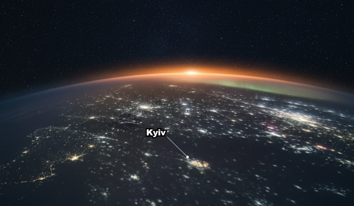 Rocket attack on Kyiv captured from space