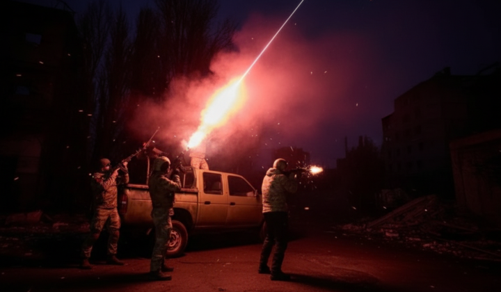 Зображення вибухів в нічному Харкові