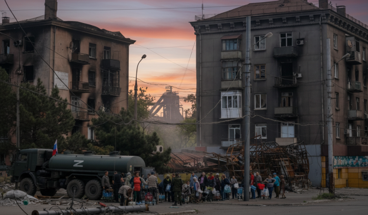 Ruins of buildings in Mariupol