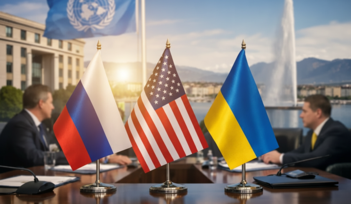 IAEA logo and flags of USA, Russia, China