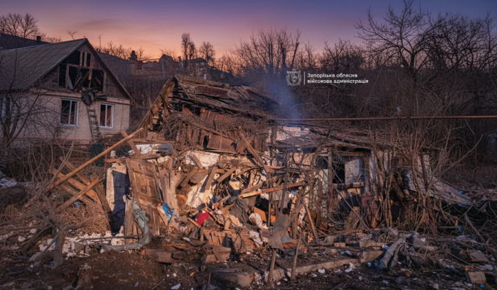 Debris from Russian airstrikes in Zaporizhia