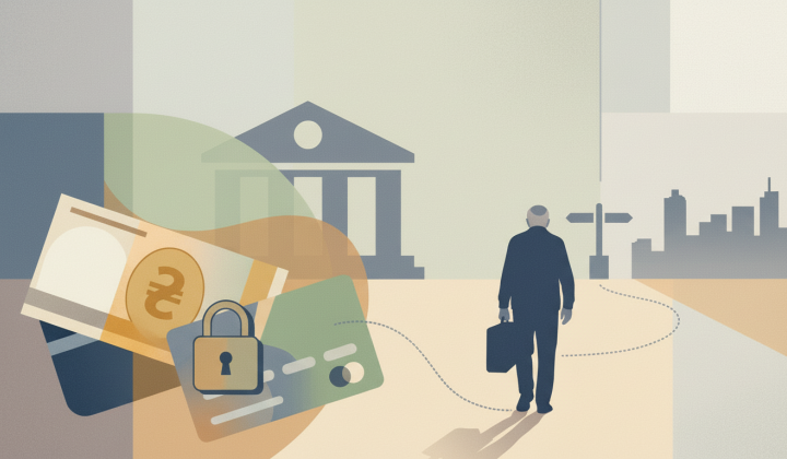 Pensioner with empty pockets at the border