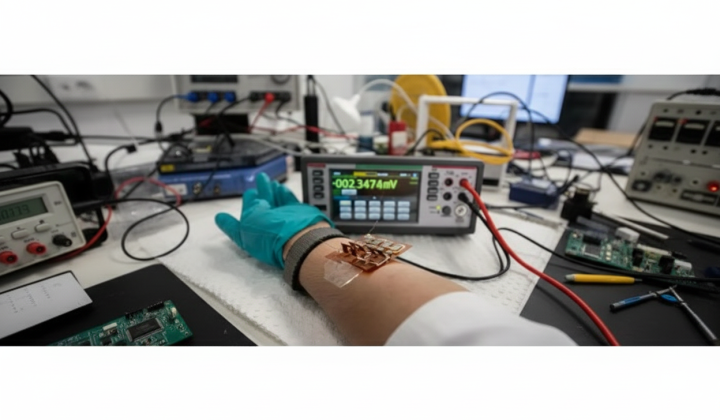 Flexible material transforming body heat into electricity