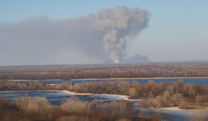 Дим від пожежі на Київщині