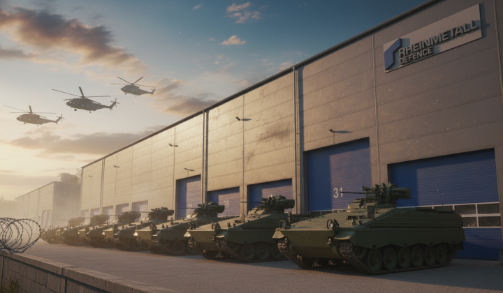 Armored vehicles with ammunition in background
