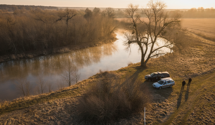 Автомобиль упал в воду задним ходом