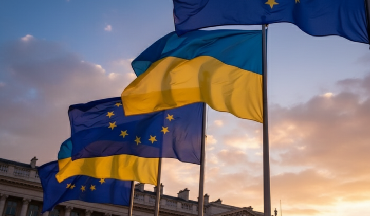 EU flag and money bills