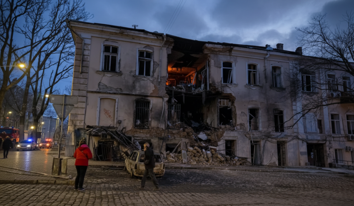Поврежденные жилые дома в Одессе
