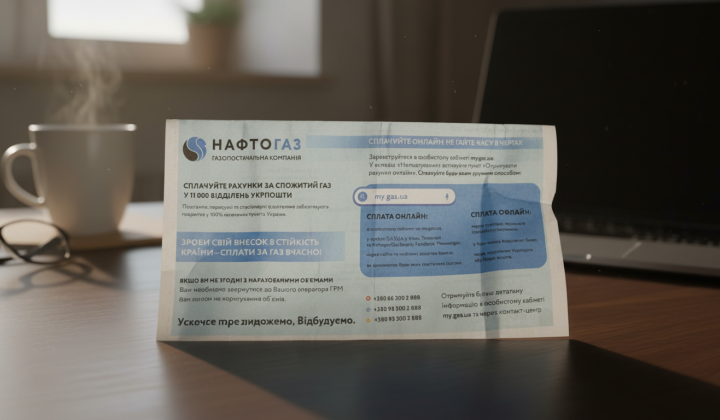 Payment details for gas to Naftogaz