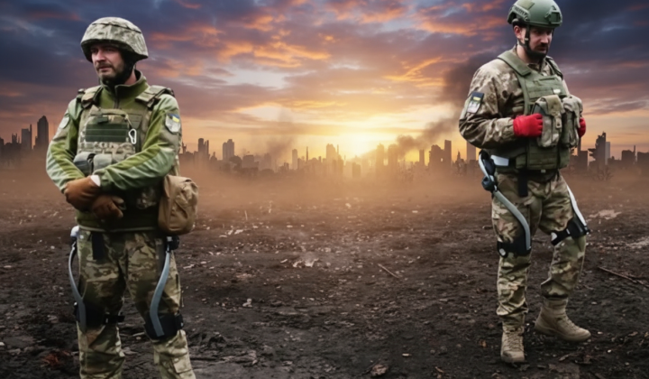 Ukrainian paratroopers testing exoskeletons on the front line