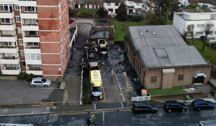 Islamists set ambulance on fire near synagogue