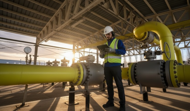 Gas pipeline with 'Ukraine' sign