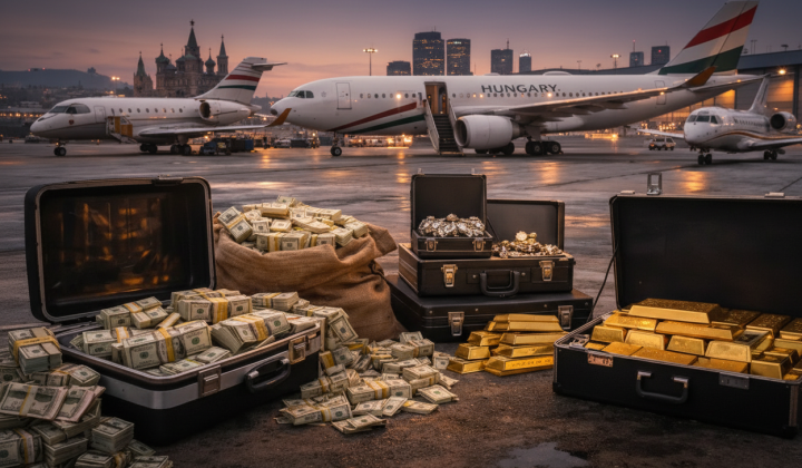 Journalist with cash at the airport