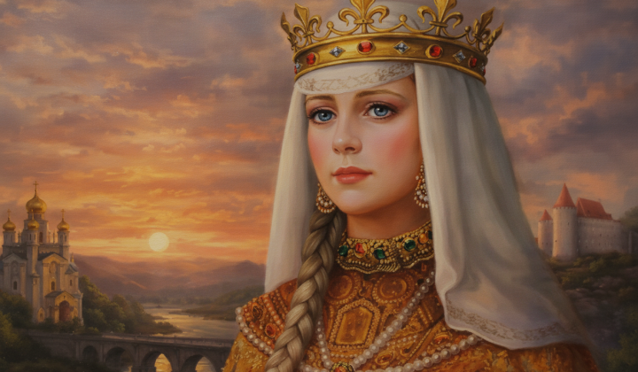 Portrait of Anna Yaroslavna in Ukrainian traditional clothing