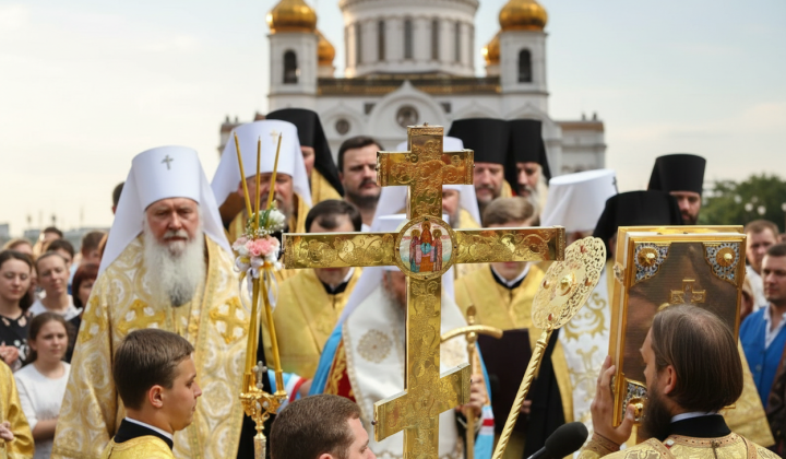 Логотипы трех религиозных организаций на фоне судебного здания
