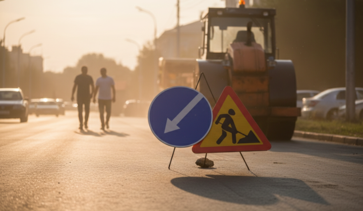 Road works on Brovarsky Avenue