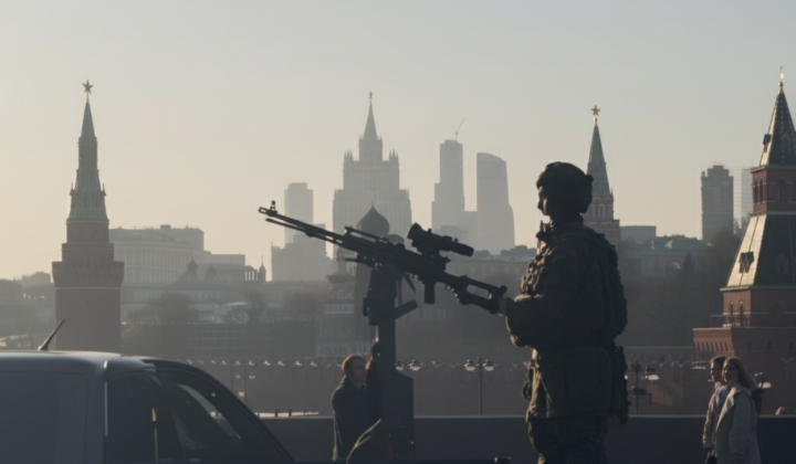 Reconnaissance drone over the city