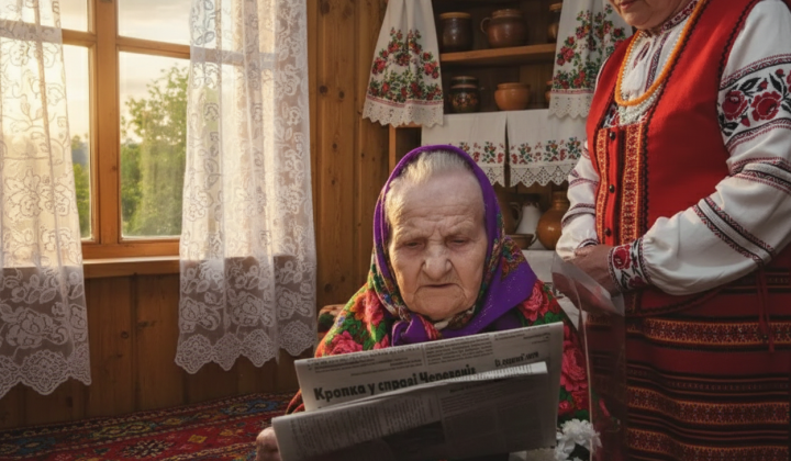 Portrait of a centenarian woman from Chernihiv region