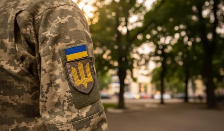 Развернутый фотоснимок военного ТЦК в Виннице