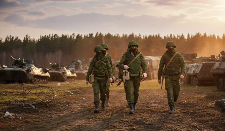 Russian troops advancing on the map
