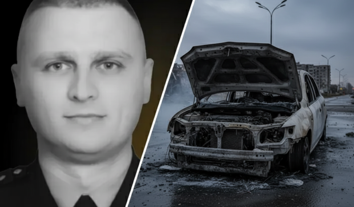 Вражеский дрон попал в служебный автомобиль