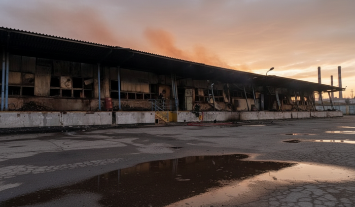 Warehouse in Pavlohrad set on fire at night