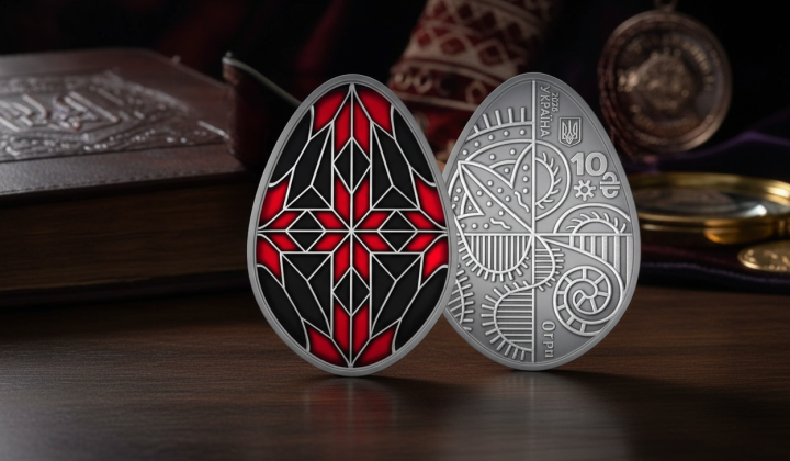 Silver coin for Easter: Polissia pysanka art