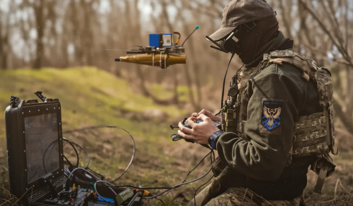 Drone strike units in combat action