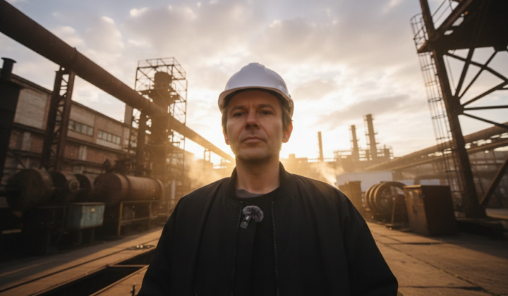 Sviatoslav Vakarchuk speaks at the destroyed power plant