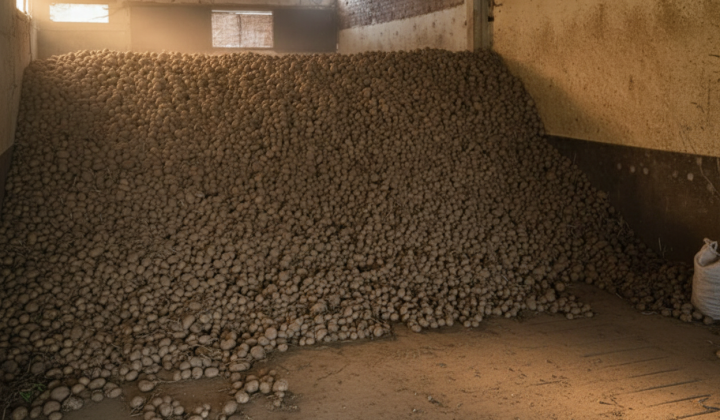 Belgian farmers distribute potatoes