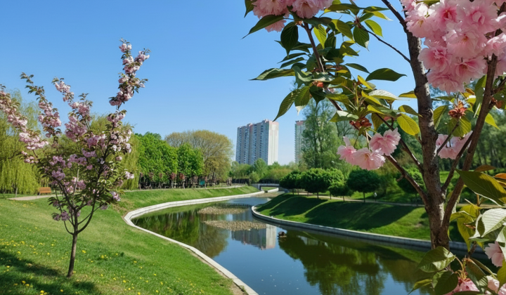 Green areas of Kyiv on the map