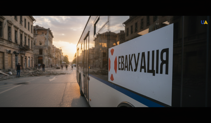 Евакуація людей під обстрілами у місті