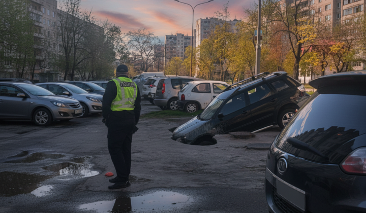 Автомобіль провалився під землю в Києві