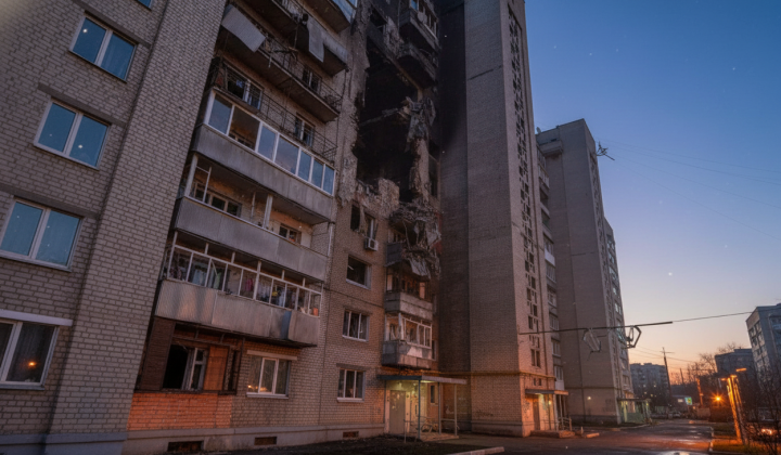 Будинок зруйнований дронами вночі
