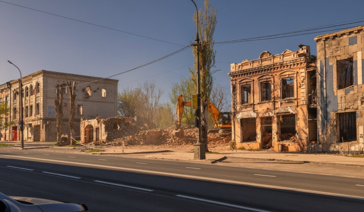 Ruins of the historical center of Mariupol