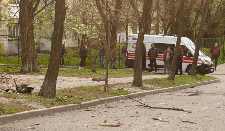 Drone wreckage on the territory of Shulyaivsky cemetery