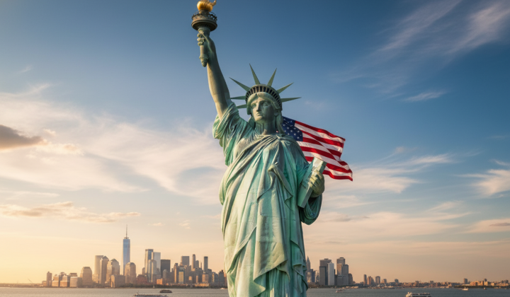 American flag with 'Make America Great Again' logo on a globe background