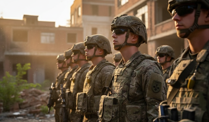Soldiers in uniform during training