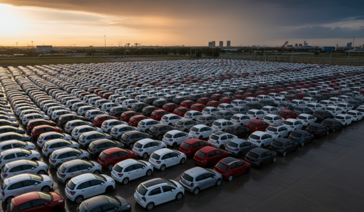 Car market on street with resale