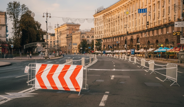 Ремонт дороги на Хрещатике в Киеве