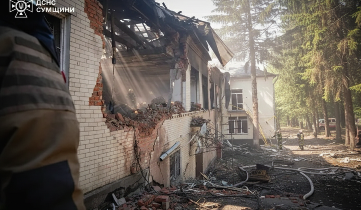 Зруйнований дитсадок в місті Суми