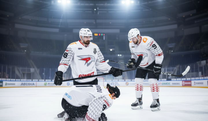 Drones attacking Avangard hockey club players
