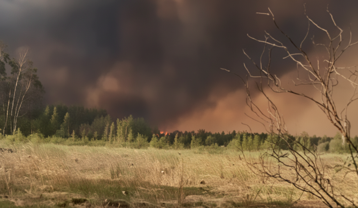 Fire due to shelling in Chernihiv region