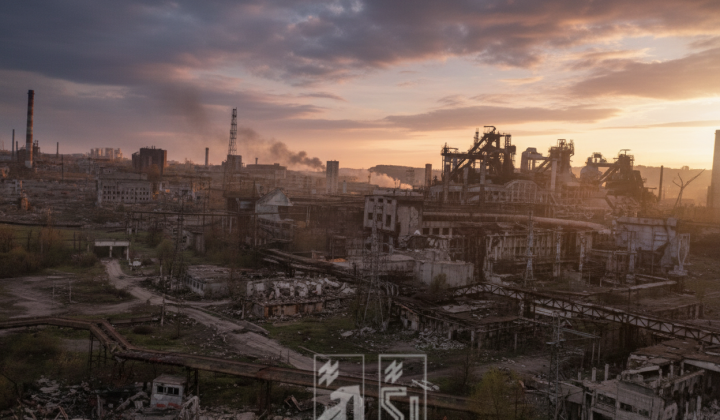 Image of Mariupol against the sea