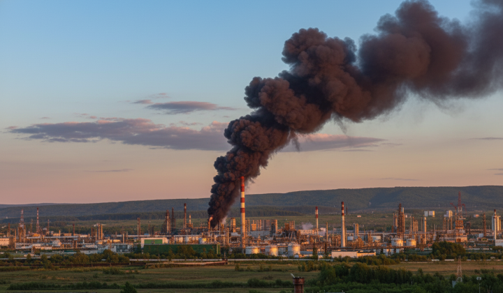 Oil refinery plant, damage from explosion