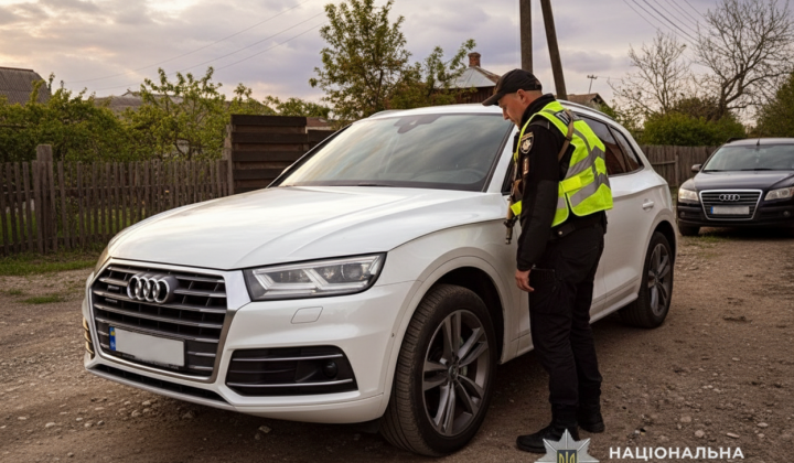 Поврежденный Audi после стрельбы на Львовщине