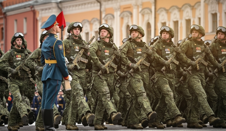 Военная техника на марше в городе